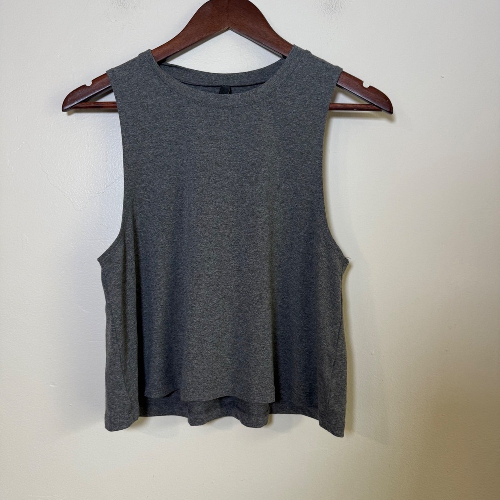 Carbon38 Cropped Muscle Tank Relaxed Fit Sleeveless Top Size Medium Gray
